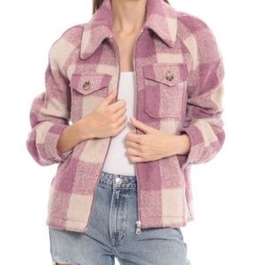 Avec Les Filles Pink & Cream Plaid Coat